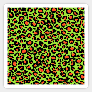 Leopard Pattern in Papaya on Lime Green Sticker